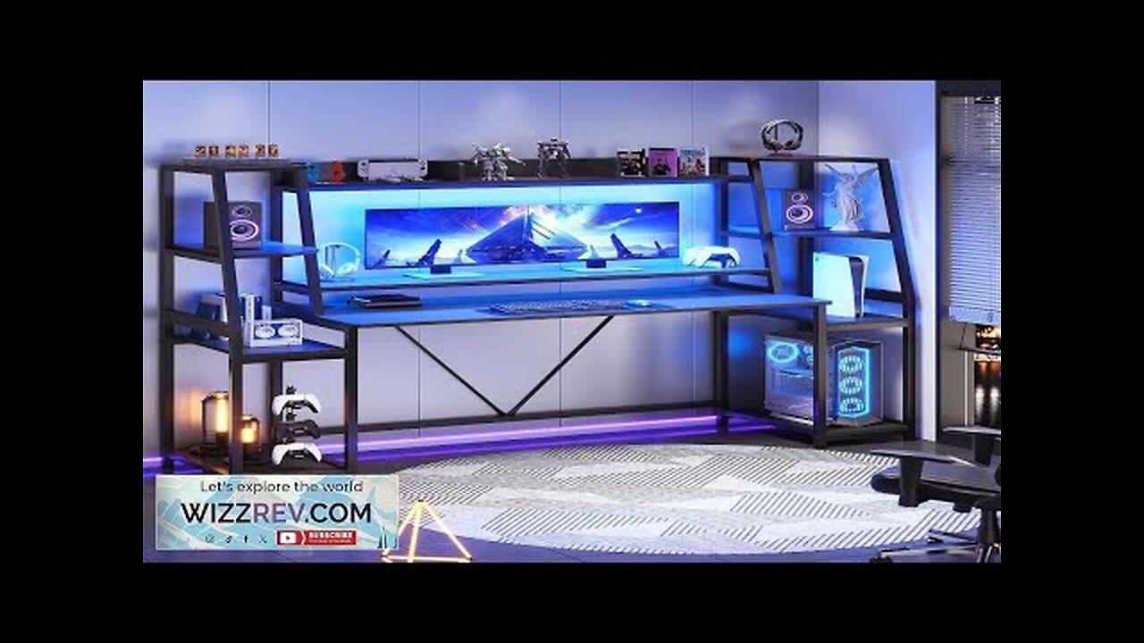 SEDETA ‘‘․Gaming Desk 78.8'' with LED Lights Hutch and Storage Shelves Computer Review