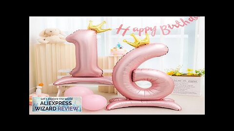 42inch Crown Decor Pink Aluminum Foil Digital Balloon Number Balloon For Birthday Review