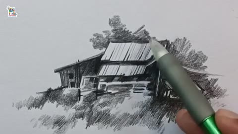 How to draw Wooden houses in Nature Pencil Art