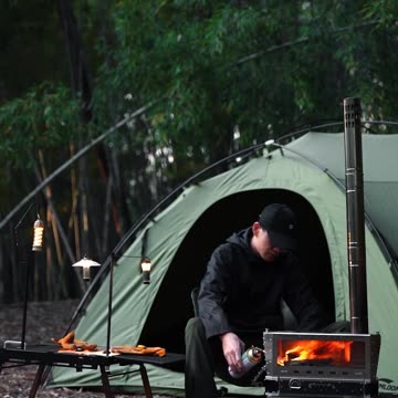 Camping alone in a quiet forest
