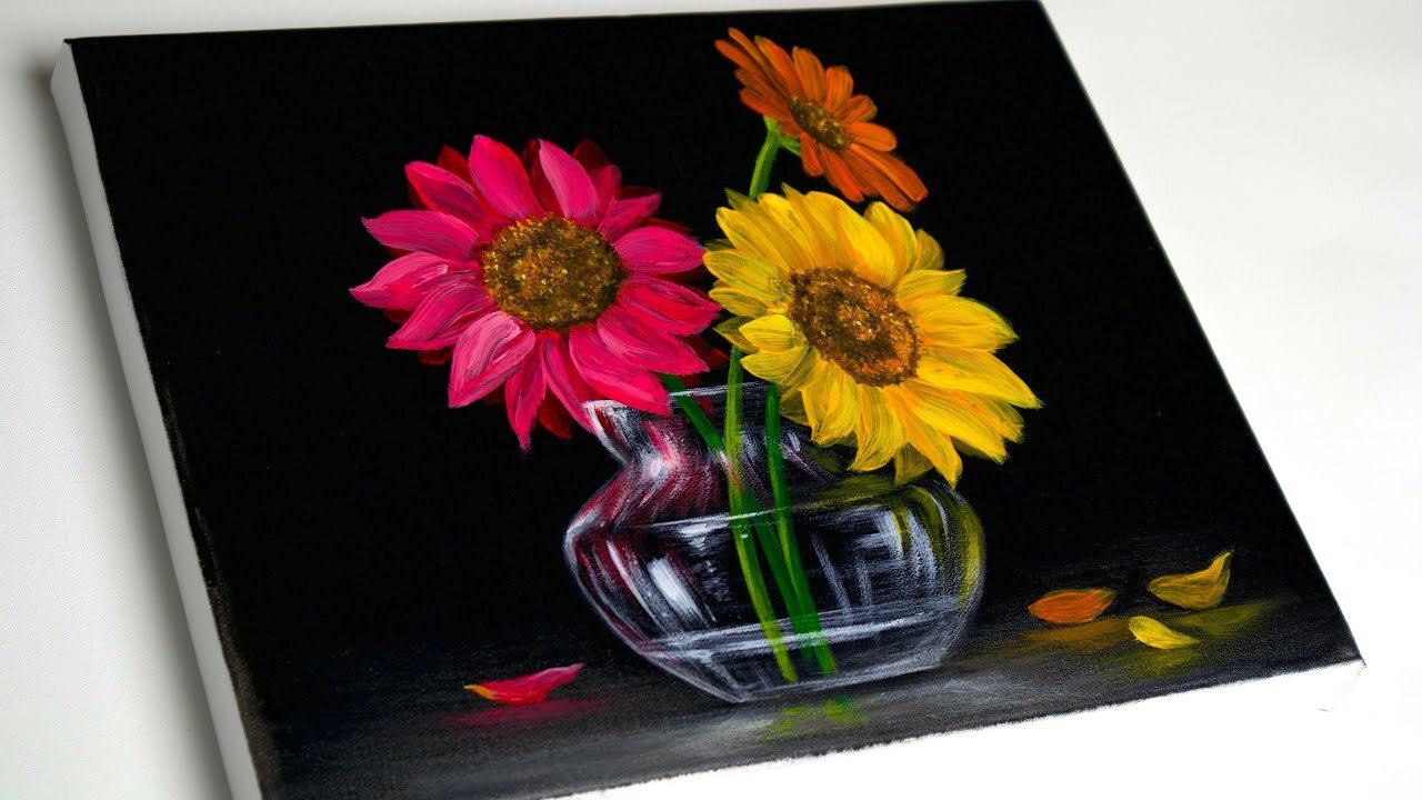 Flower painting _ Flower Acrylic Painting For Beginners