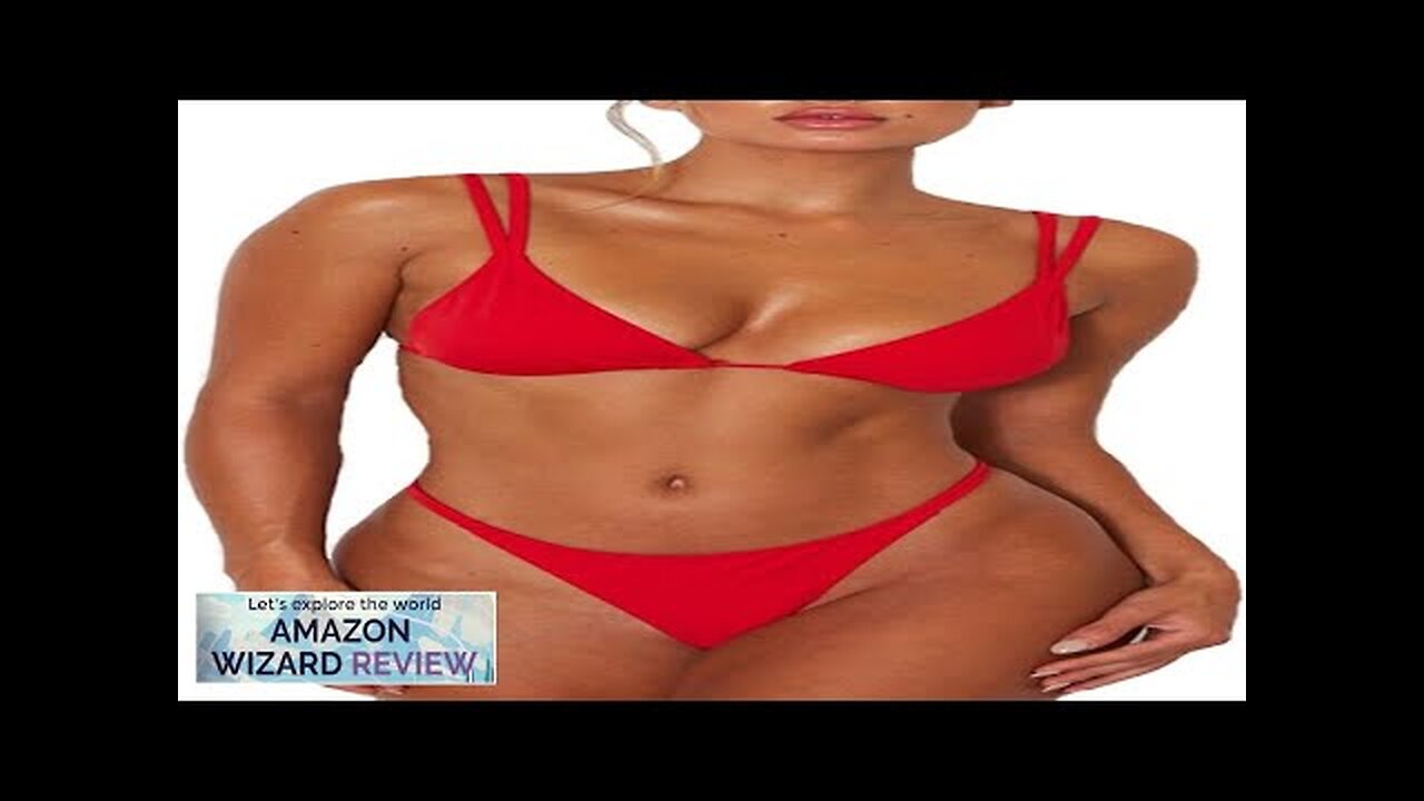 Women's Sexy Thong Bottom Two Piece Bikini Double Shoulder Straps Cute Swimsuit Review