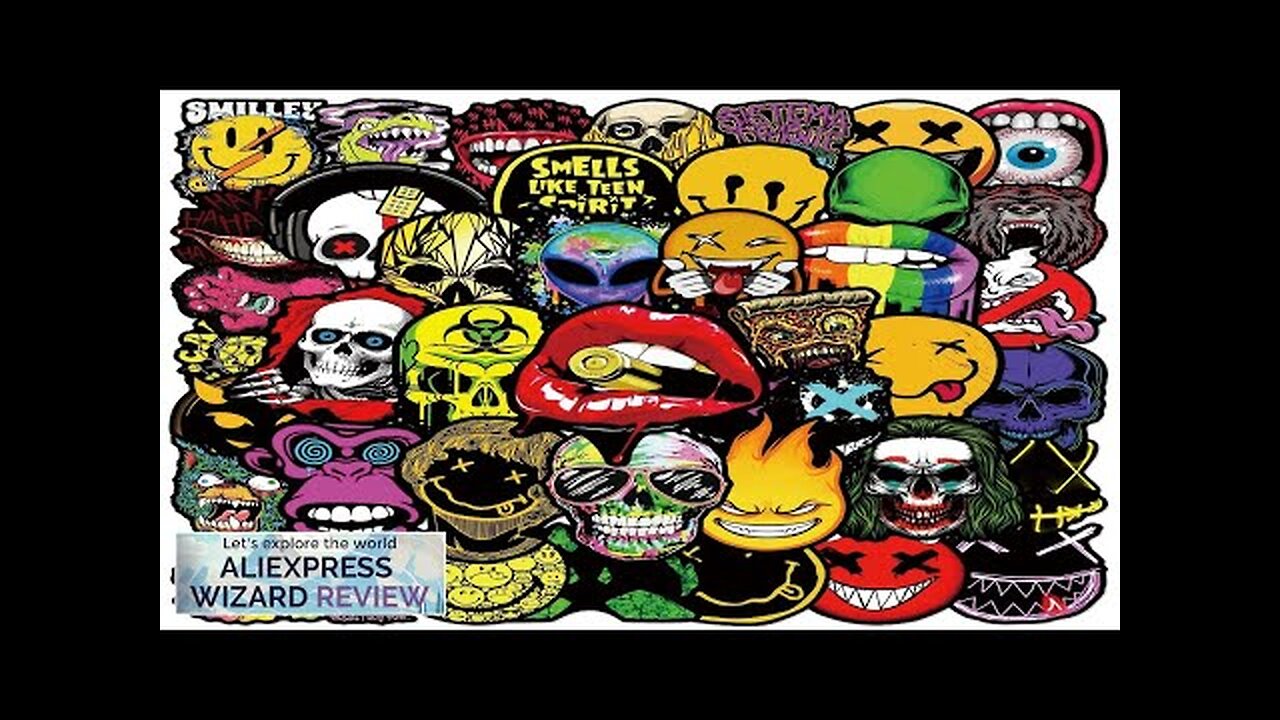 50PCS Horror Face Graffiti Stickers For Scooters Trolley Cars Motorcycles Helmets Review