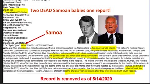 The Exact VAERS Report on Samoa from RFK Jr's Senate Confirmation Hearing | Clip