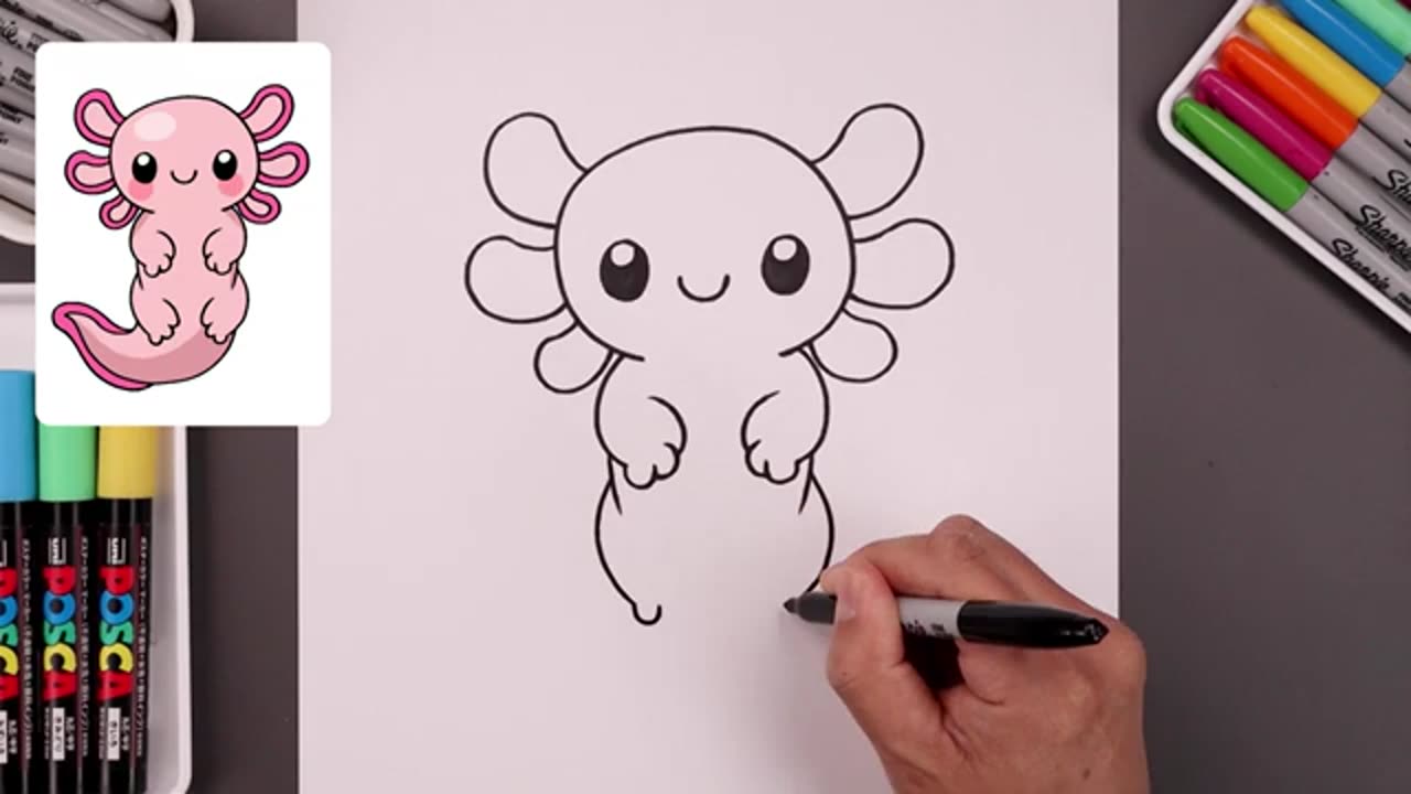 How To Draw an Axolotl _ Step By Step Tutorial