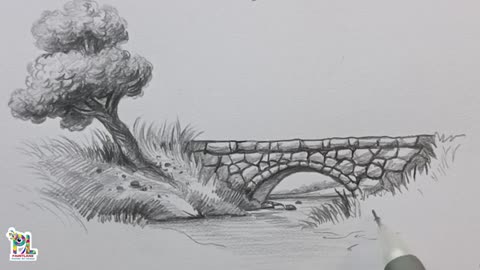 How to draw Stone Bridge in a Scenery Art with Pencil || Pencil Art