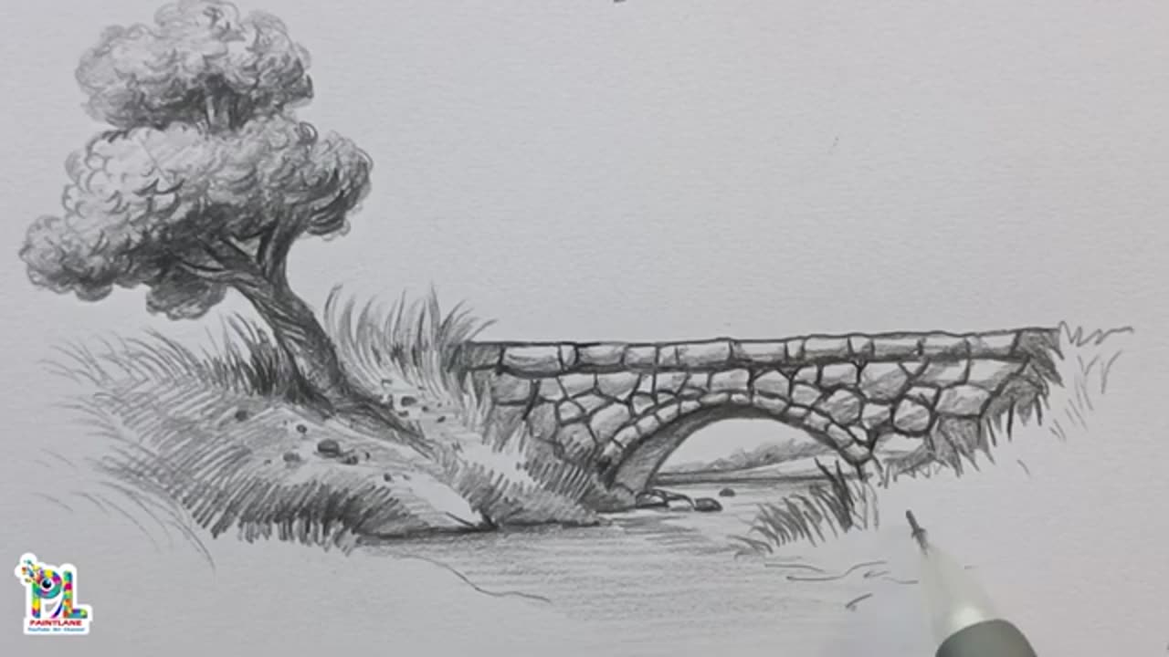 How to draw Stone Bridge in a Scenery Art with Pencil || Pencil Art