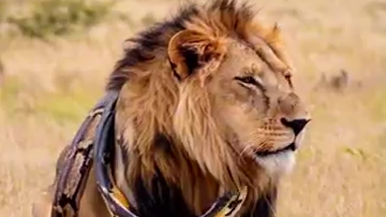 African Python Coiled Around A Mane Lion | Deadliest Sight In Savannah #lion #python #wildlife #rare