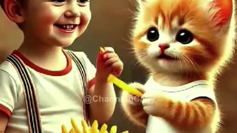 Cute Cat Makes Tasty French Fries🍟🐱#CatAI#CuteCat##FunnyCat