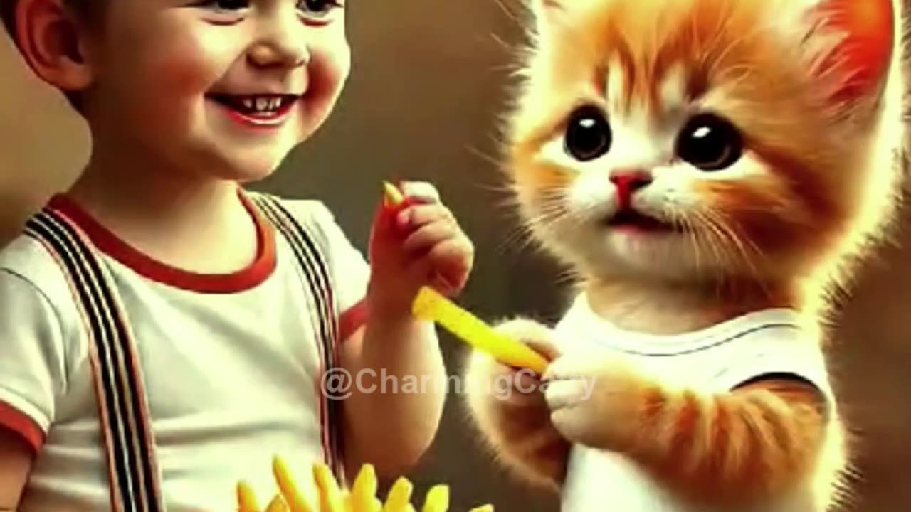 Cute Cat Makes Tasty French Fries🍟🐱#CatAI#CuteCat##FunnyCat