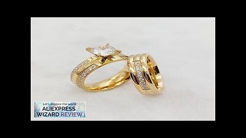 24k Gold Filled 316L Stainless Steel Jewelry Cz Diamond Wedding Rings Sets Review