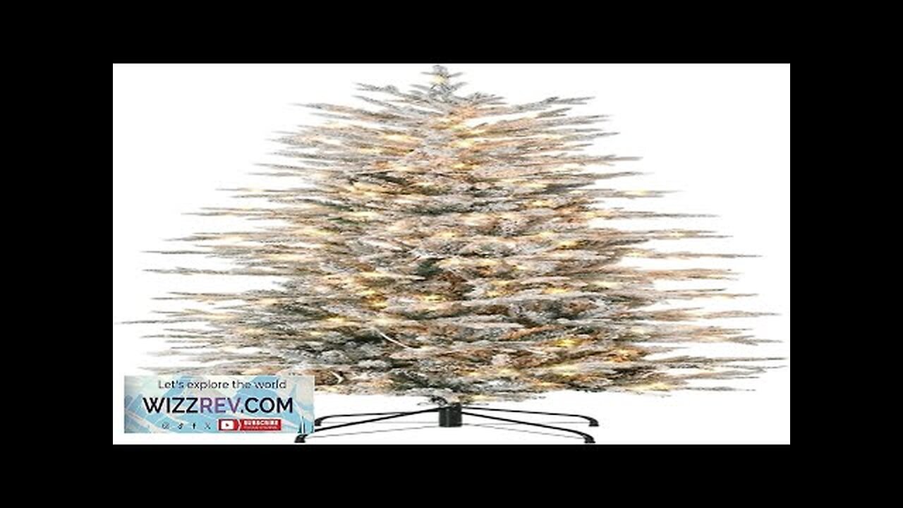 HOMCOM 6ft Tall Prelit Artificial Christmas Tree Holiday Décor with 636 Snow Review