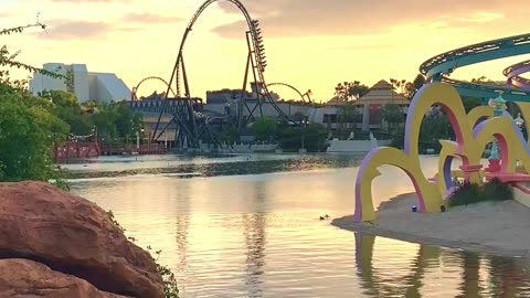 VelociCoaster at Sunset 🌅 | Universal Orlando #shorts | Orlando+ #universalorlando #OrlandoPlus