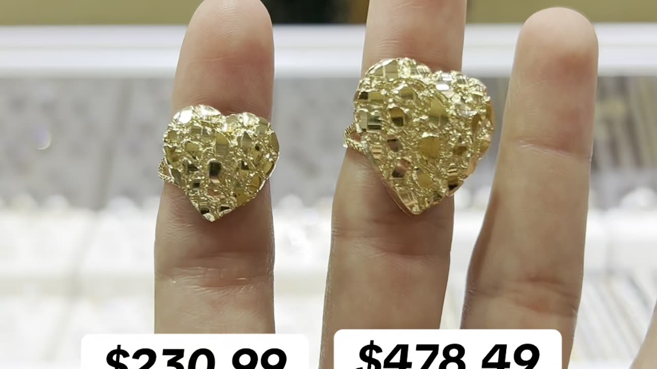 Real Gold Nugget Heart Rings