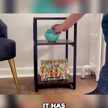 Stylish 3 Tier Wooden End Table with Metal Frame, VASAGLE Side Table, Small End Table, Nightstand