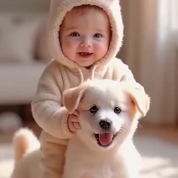 Cute baby with cute animals sound