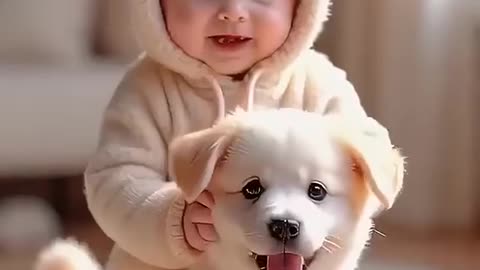 Cute baby with cute animals sound