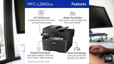 Brother MFC-L2900DW Wireless Compact Monochrome All-in-One Laser Printer