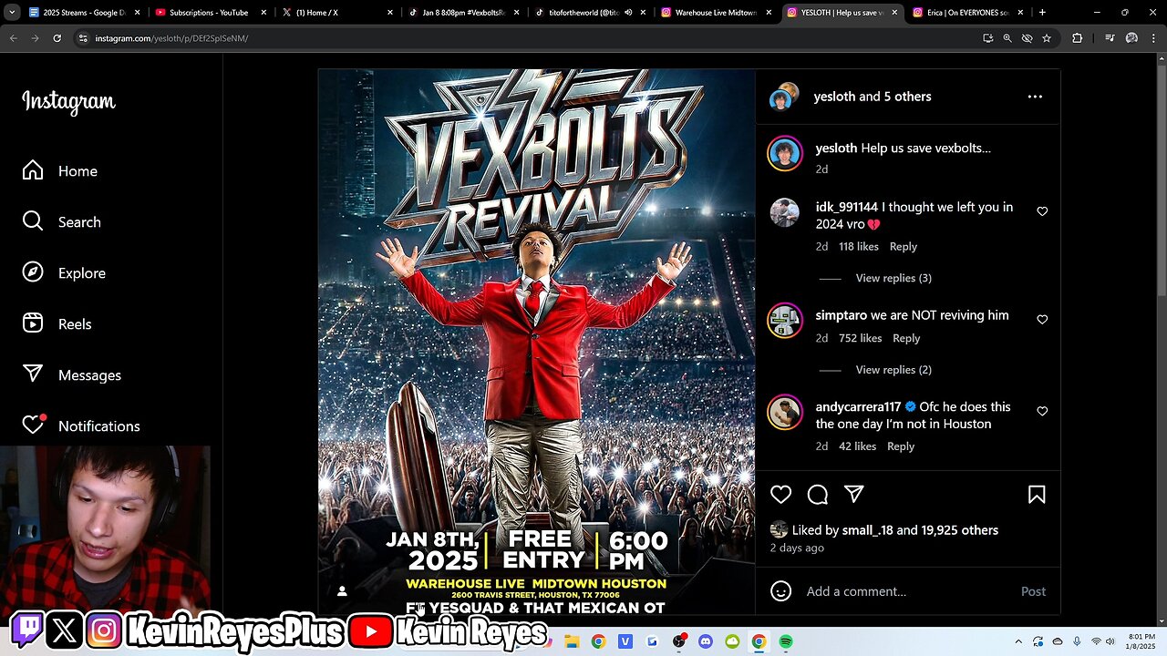 1/8/25 Twitch Stream - Vexbolts Revival & KSI Baiting