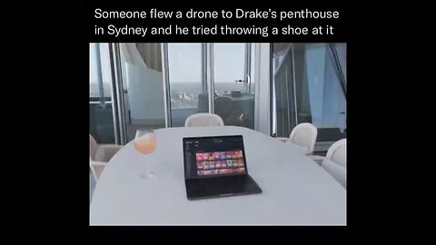 A person flew a drone to Drake's penthouse in Sydney, Australia, leading the rapper to throw a shoe