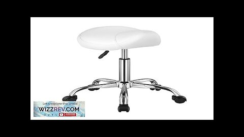 Saddle Stool Swivel Stool with Wheels PU Leather Height Adjustable White Review