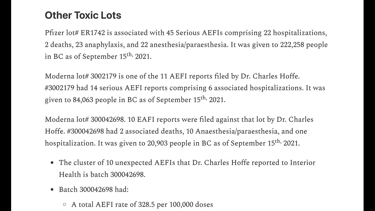 BREAKING: Government KNEW Dr. Hoffe's Patients Vax Batch Was Way More Toxic- Then Thew Him To The Wolves!