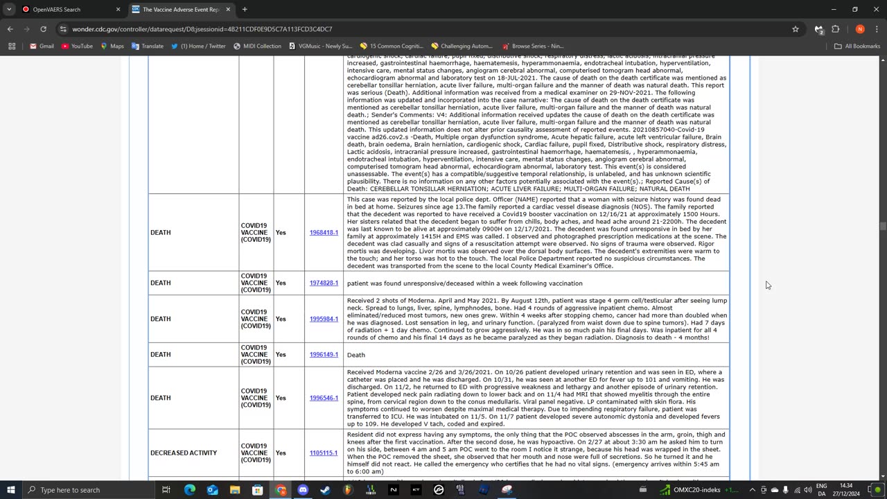 VAERS reports from 2021 for age 18-29 tagged with "Death" and "Life Threatening"