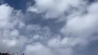 Hezbollah supporters TERRIFIED over Israeli Air Force jets flying above them.