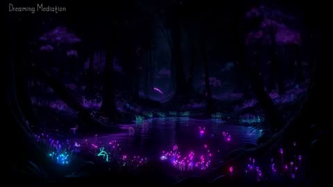 Sleep music. Blue purple fantasy woods