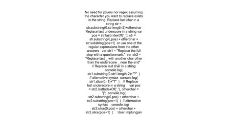 Replace last occurrence of character in string