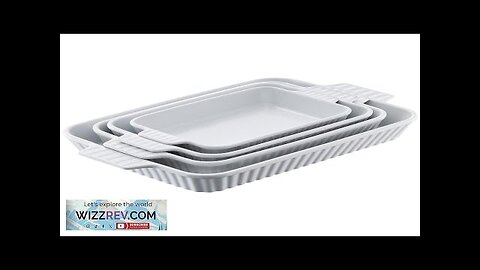 Ceramic Baking Dish 4 Pieces Rectangular Bakeware Set Deep for Baking White Review