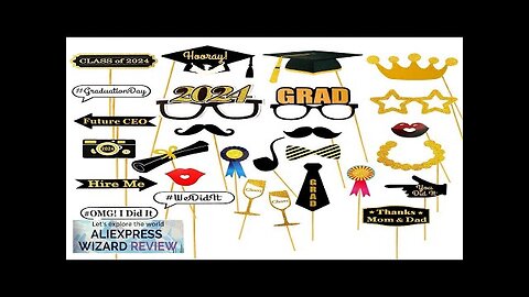 28pcs Paper Photo Booth Props Class of 2024 Graduation Party Decorations Photobooth Review