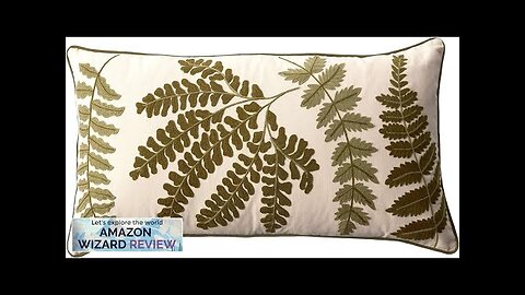 Creative Co-Op White Rectangle Cotton Pillow with Embroidered Green Ferns Review