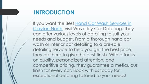 Best Hand Car Wash Services in Clayton North