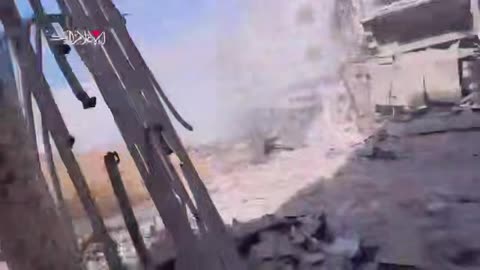Palestinian resistance fighters targeted an Israeli tank and a drone north of Nuseirat Camp
