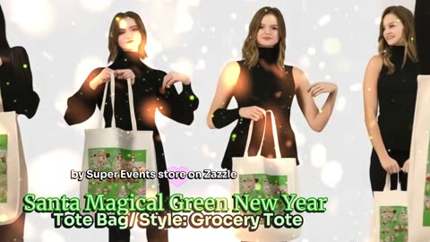 Santa Magical Green New Year Tote Bag by Super Events on Zazzle