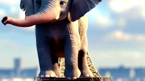 Cute Baby Elephant Dancing On Top Of The Eiffel Tower #paris #animals #funnyvideo #cuteanimals