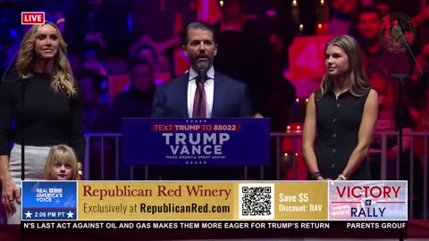 DONALD TRUMP JR. AND KAI TRUMP ADDRESS CROWD