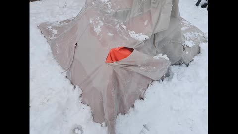 Pyramid Tent Collapsed & Ripped Under 6 Inches Heavy Snow