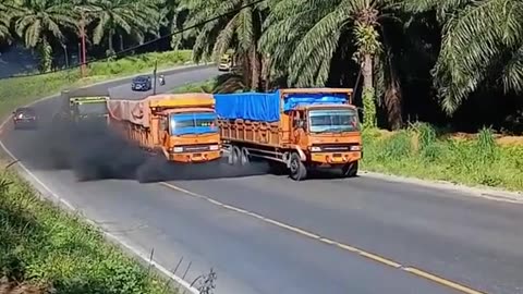 trucks race on sharp inclines