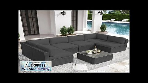 7Piece Outdoor Patio Furniture Sets All-Weather Black Wicker Rattan Sectional Sofa Modern Review