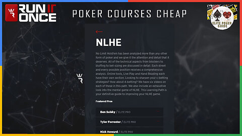 Run It Once Holdem Learning Path