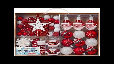 Valery Madelyn Christmas Ornaments Set 70ct Red and White Shatterproof Christmas Tree Review