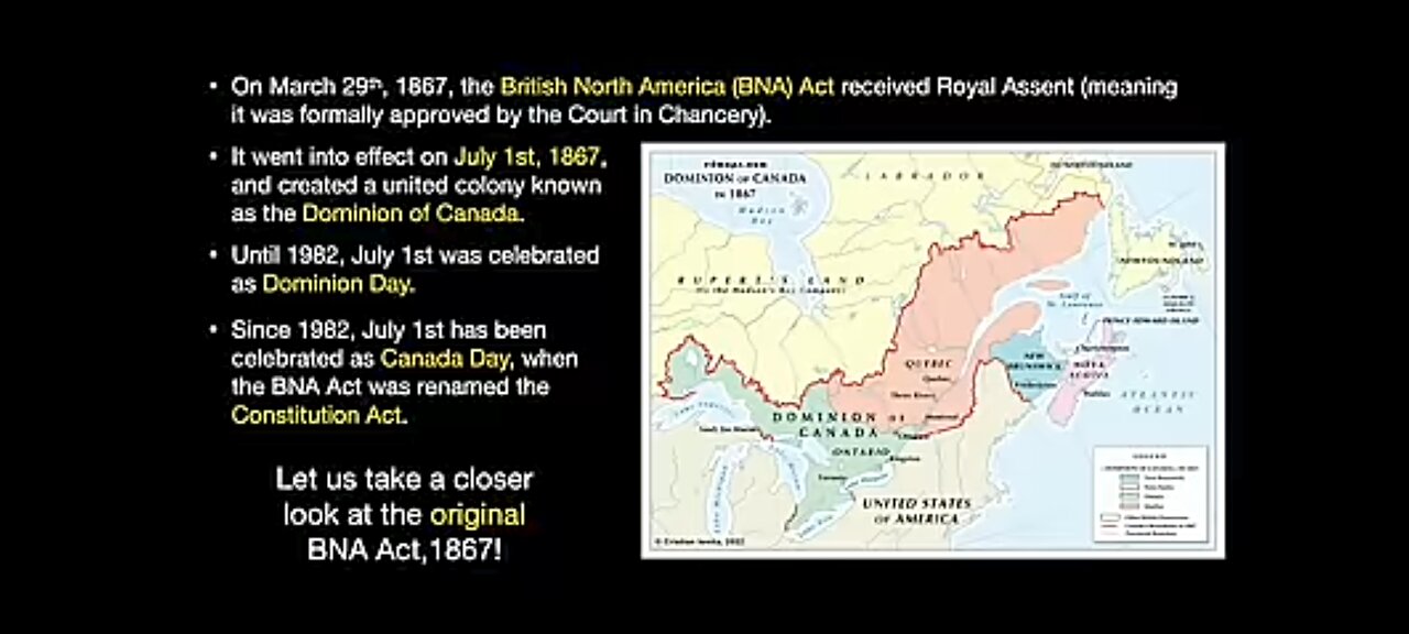 BNA ACT OF 1867 (or ... Canada the myth)