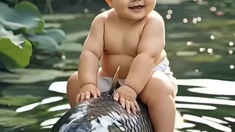 Boy on fish