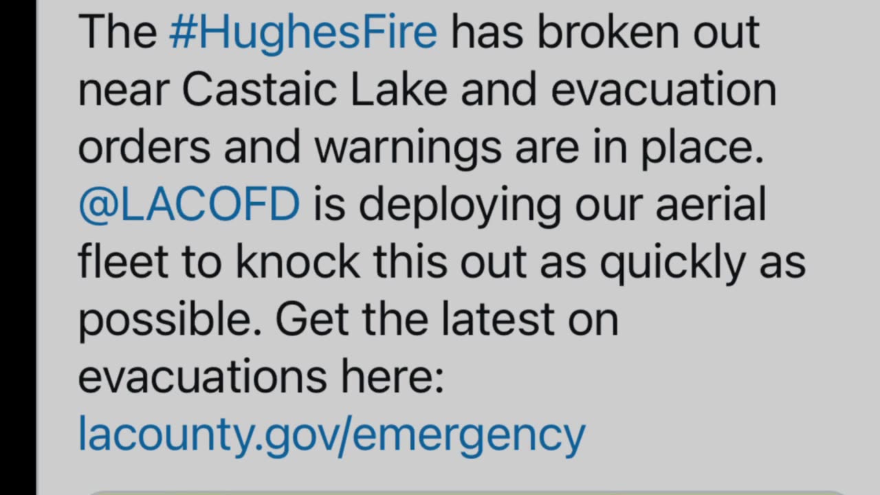 Massive New Fire Hughes Fire Spreading Rapidly