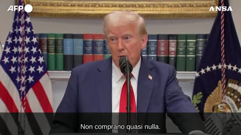 Trump:'L'Ue e' molto cattiva con noi,sara' soggetta a dazi' La Cina avra' un dazio del 10% perche' invia Fentanyl in Messico e Canada,gli europei non comprano quasi nulla da noi abbiamo un deficit di 350 miliardi