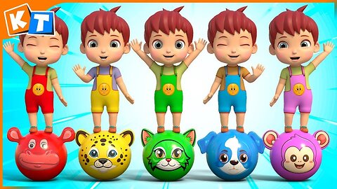 Five Color Ring Song for Kids | Colorful Animal Balls for kids!