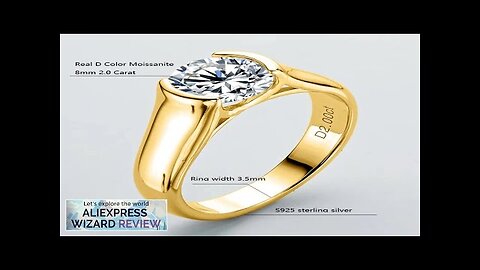 IOGOU 18K Gold Plated Engagement Rings 8mm 2.0carat D Color VVS1 Moissanite Review