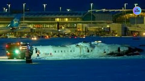 Delta plane crashes and flips on its roof at Toronto airport, passengers crawl out from wreck